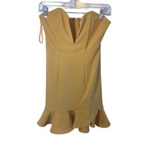 Saint + Secrets Dressy Gold Romper S Ruffle Scalloped Cocktail One-Piece Holiday